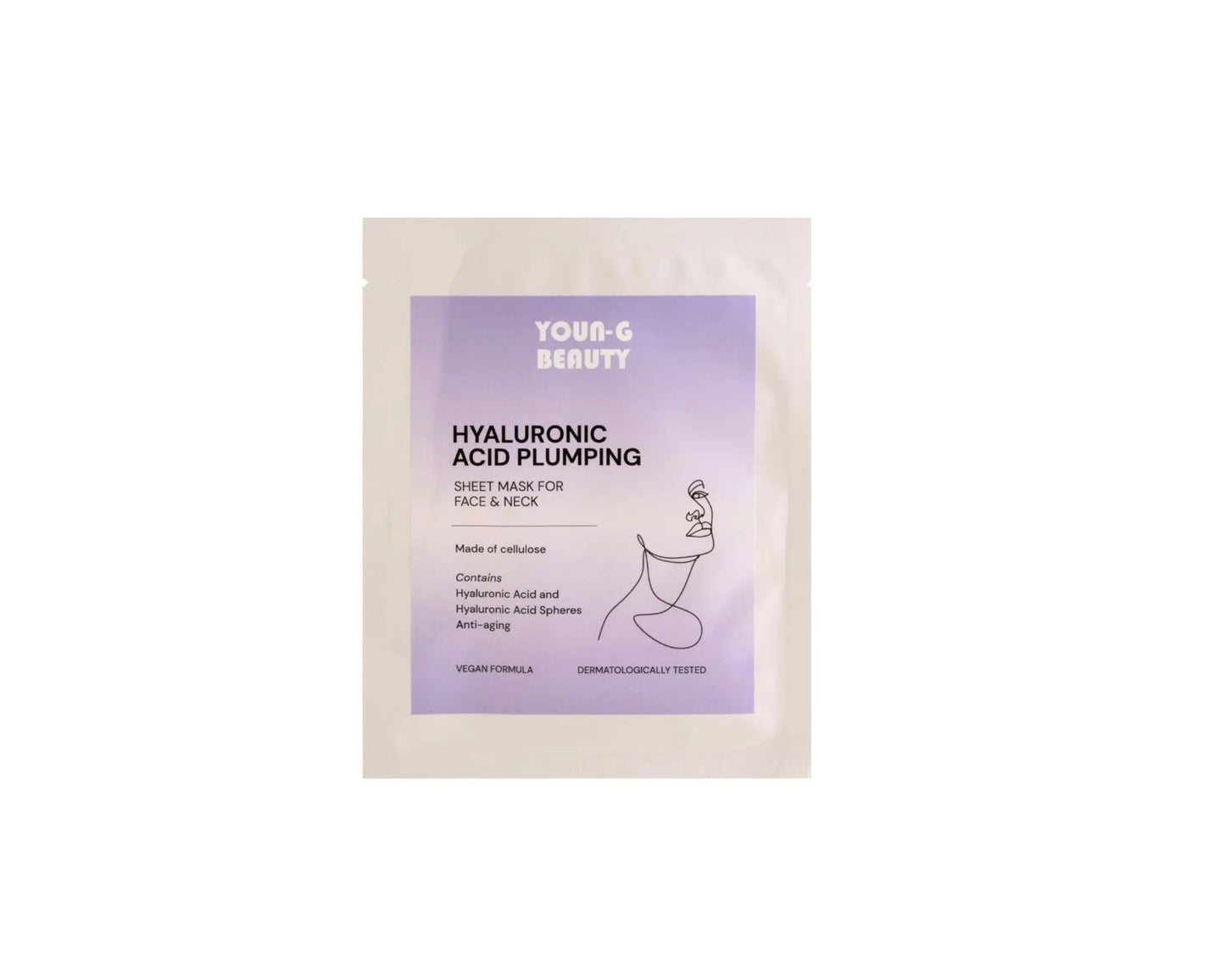 YOUN-G Face & Neck Mask packaging – hydrating and firming treatment